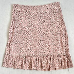 Brandy Melville Pink Floral Cara Skirt One Size Women’s Sz Small Ruffled Mini